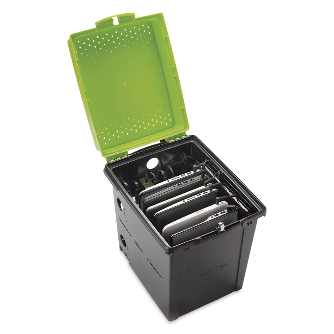 Open in modal - Copernicus Tech Tub Premium Charging Storage Box, raised lid (items inside tub not included)