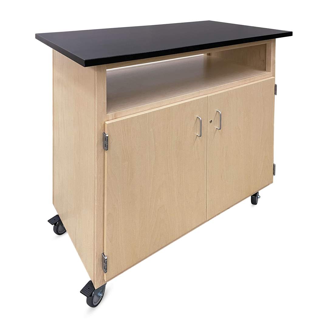 Open in modal - Hann Mobile Project Support Cabinet - Natural, Reach-Through Shelf