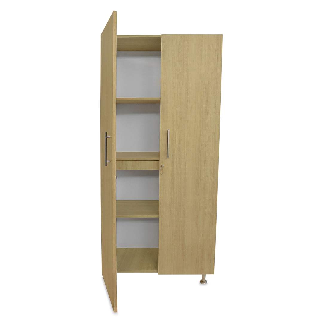 Open in modal - Whitney Brothers ElevatED Tall and Wide Cabinet, one door open showing shelves inside.