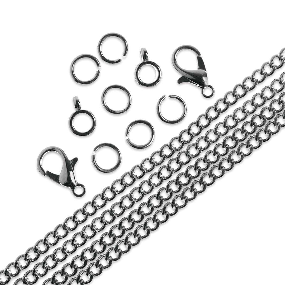 Open in modal - John Bead Curb Chain and Findings Set - 3 mm, Nickel (Out of packaging)