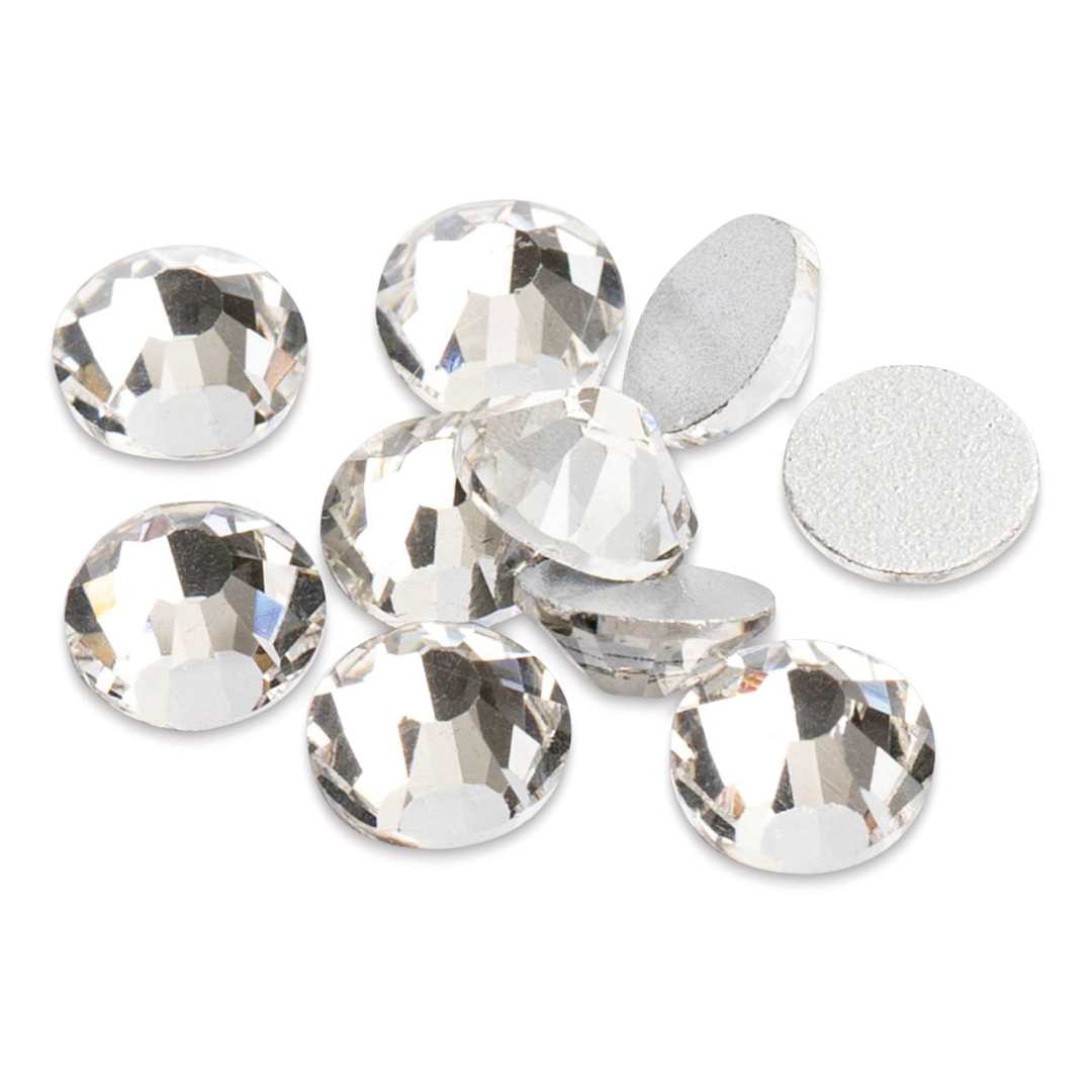 Open in modal - John Bead Crystal Lane Flat Back Rhinestones - Crystal, 4.7 mm (Close-up of front and back of rhinestones)