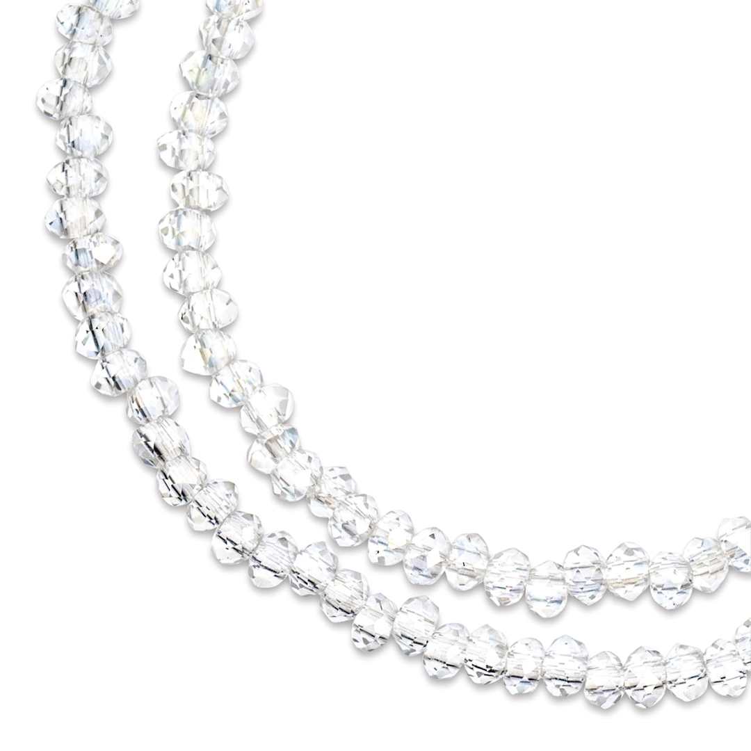 Open in modal - John Bead Crystal Lane Rondelle Bead Strands - Crystal, Transparent, AB, 7" (Close-up of beads)