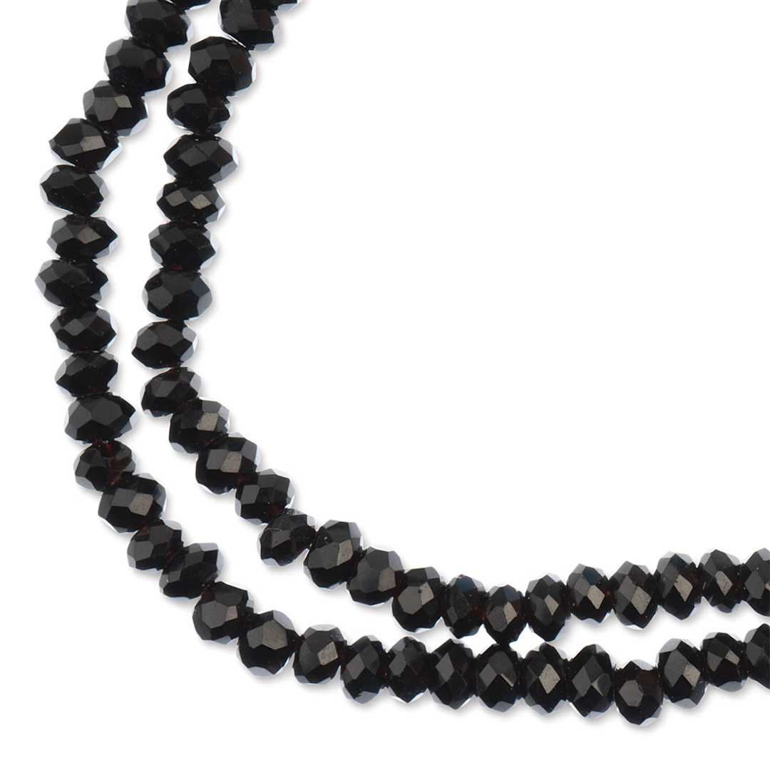 Open in modal - John Bead Crystal Lane Rondelle Bead Strands - Black, Opaque, 7" (Close-up of beads)