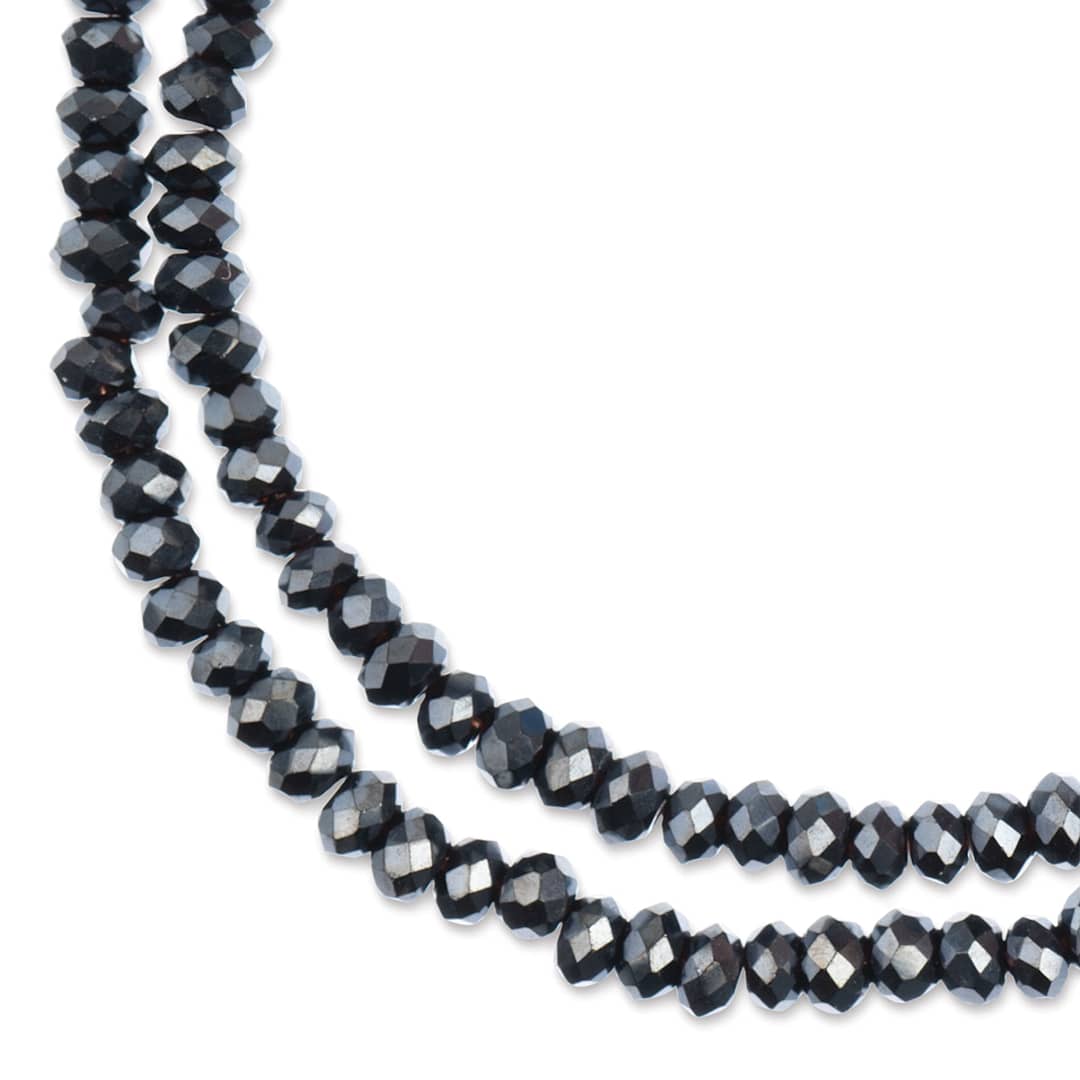 Open in modal - John Bead Crystal Lane Rondelle Bead Strands - Gunmetal, Opaque, 7" (Close-up of beads)