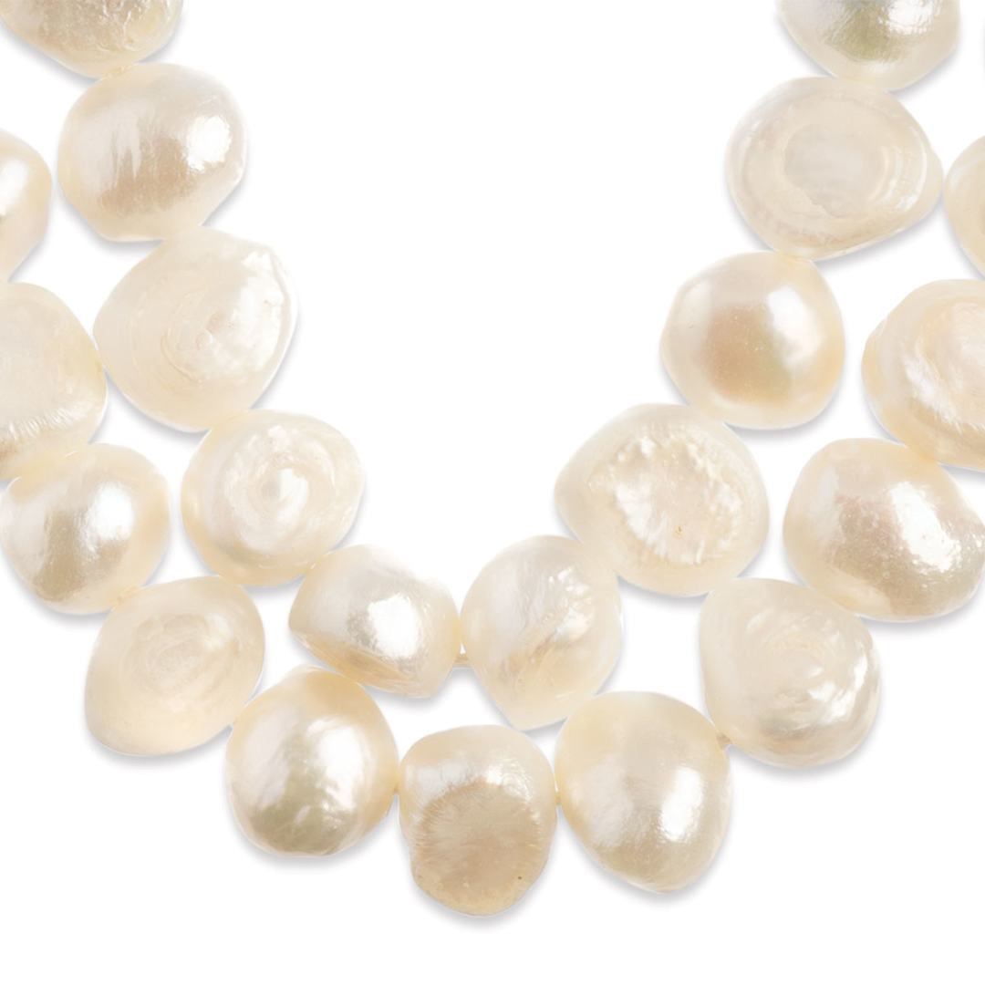 Open in modal - John Bead Earth's Jewels Freshwater Pearls - White, Fancy, 9 mm (Close-up of pearls)