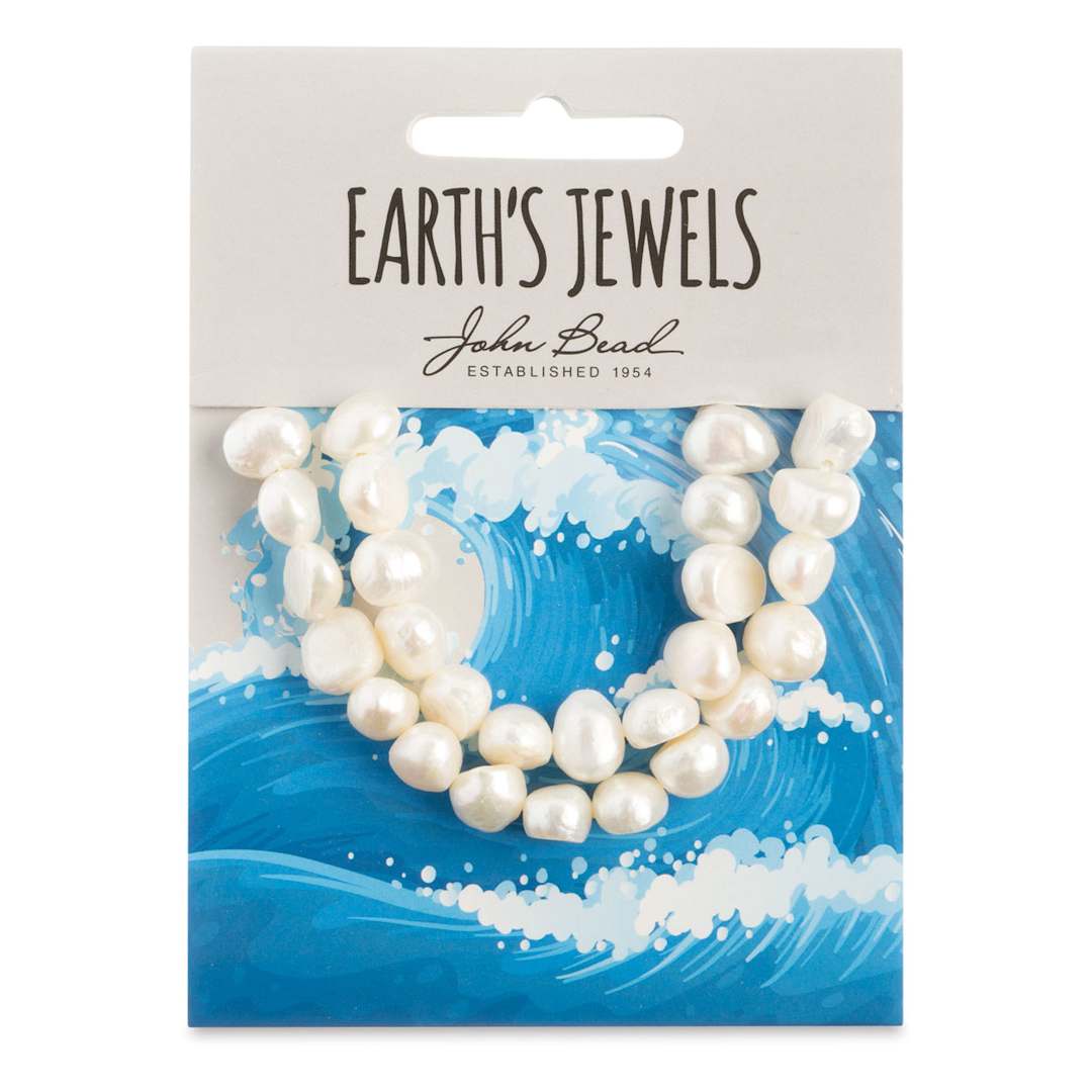 Open in modal - John Bead Earth's Jewels Freshwater Pearls - White, Fancy, 9 mm (In packaging)