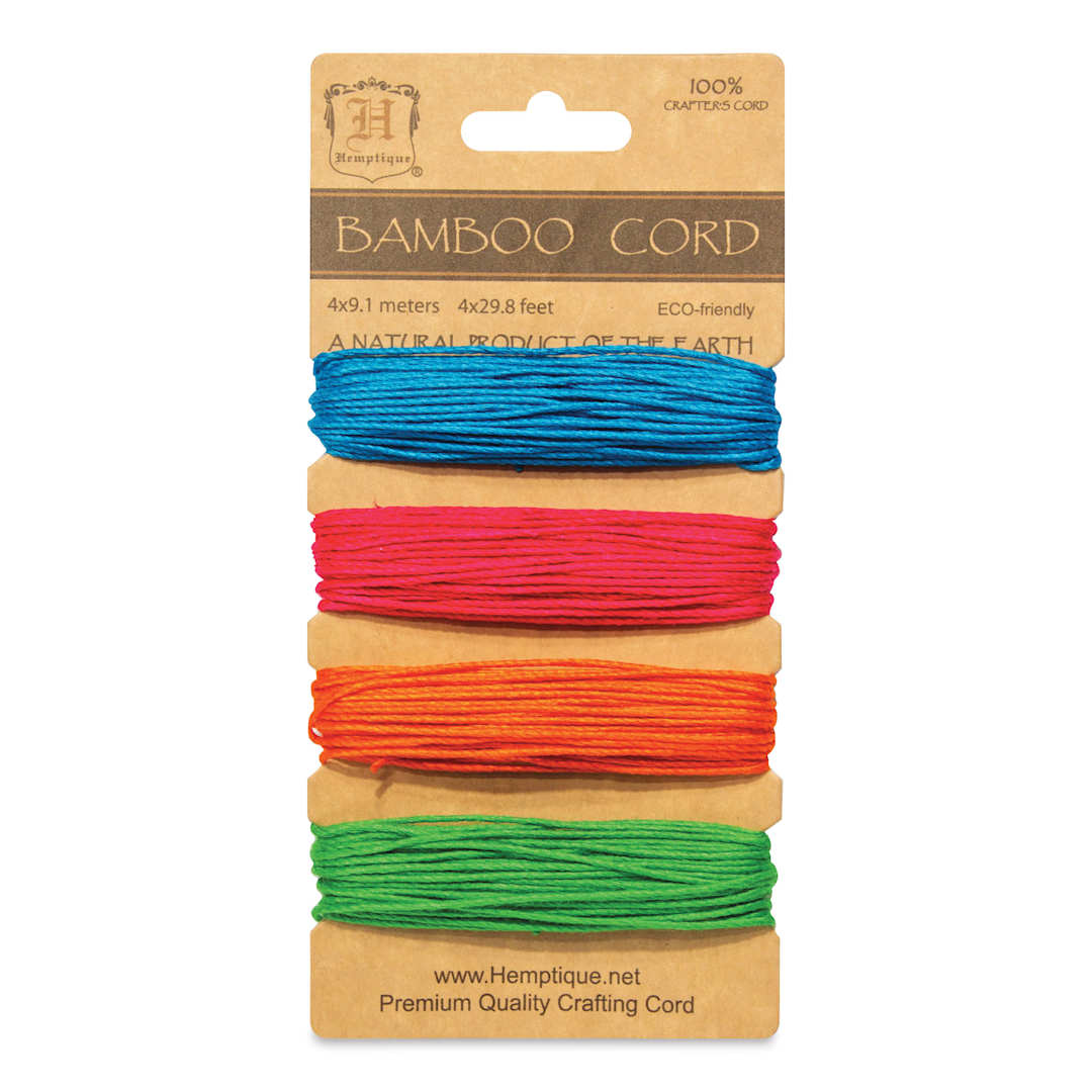 Open in modal - Hemptique Bamboo Cord Cards - Neon, Pkg of 4