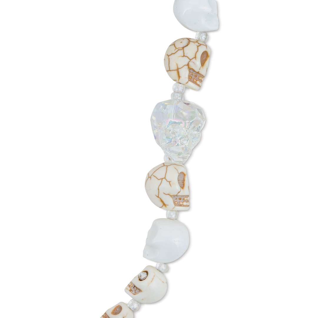 Open in modal - John Bead Assorted Skull Bead Strand - White, 6-1/2" Length, close-up