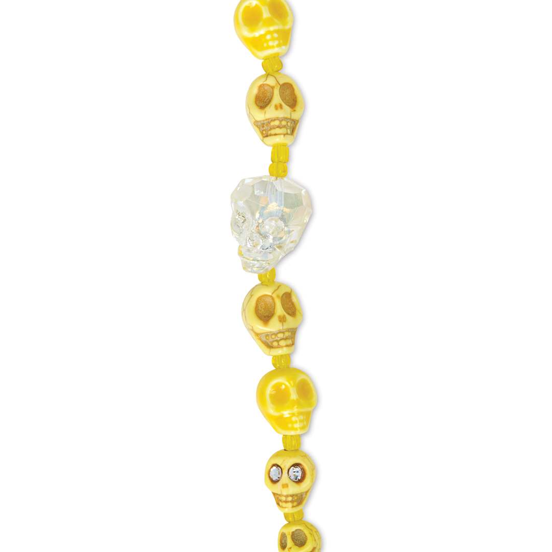 Open in modal - John Bead Assorted Skull Bead Strand - Yellow, 6-1/2" Length, close-up