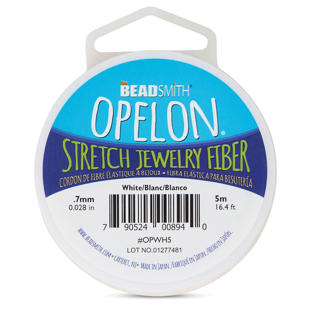 Open in modal - Beadsmith Opelon Stretch Jewelry Fiber - White, 5 m, front of the packaging