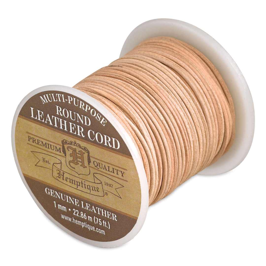 Open in modal - Hemptique Round Leather Cord - Natural, 1 mm