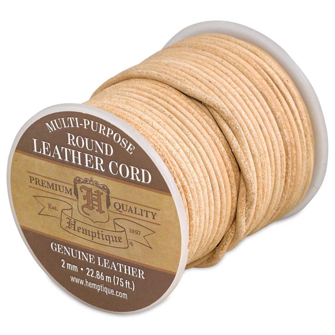 Open in modal - Hemptique Round Leather Cord - Natural, 2 mm