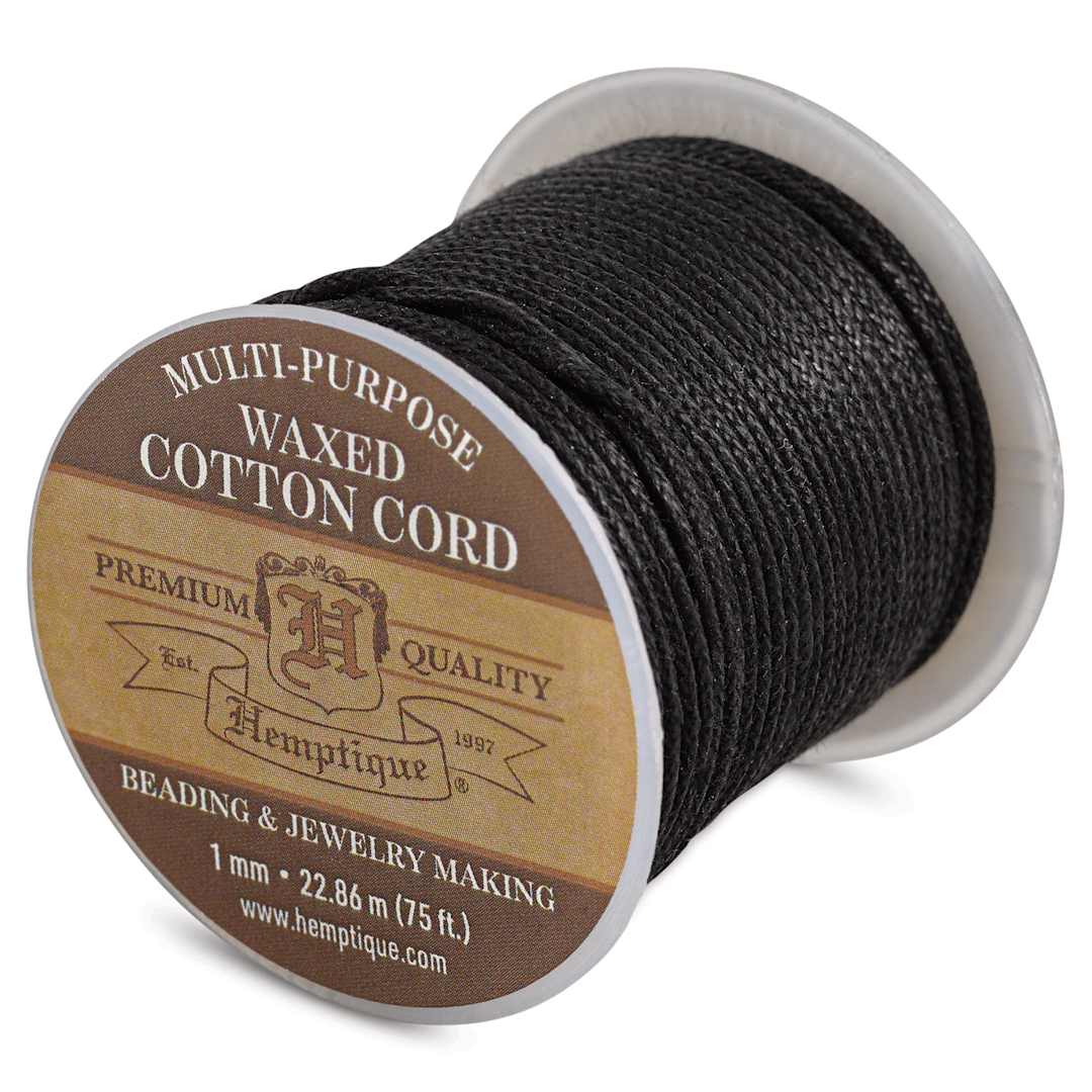 Open in modal - Hemptique Waxed Cotton Cord - Black, 1 mm
