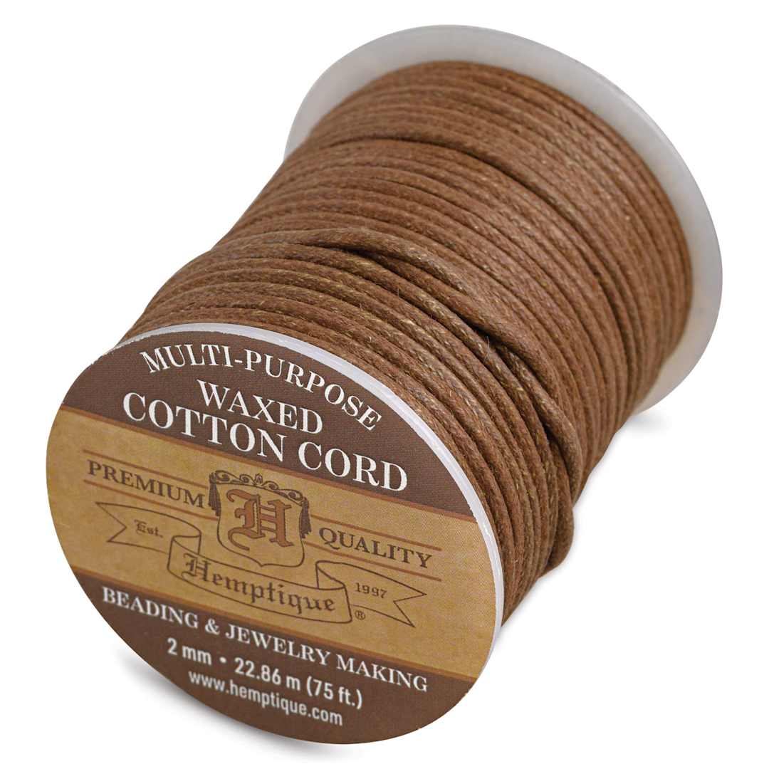 Open in modal - Hemptique Waxed Cotton Cord - Brown, 2 mm