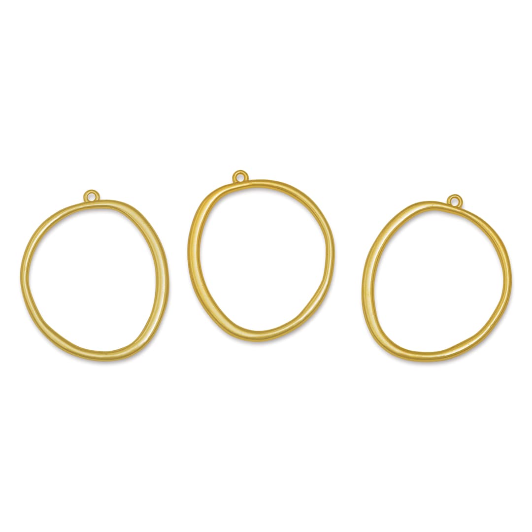 Open in modal - John Bead Beadwork Findings - Gold Organic Circle, Pkg of 3