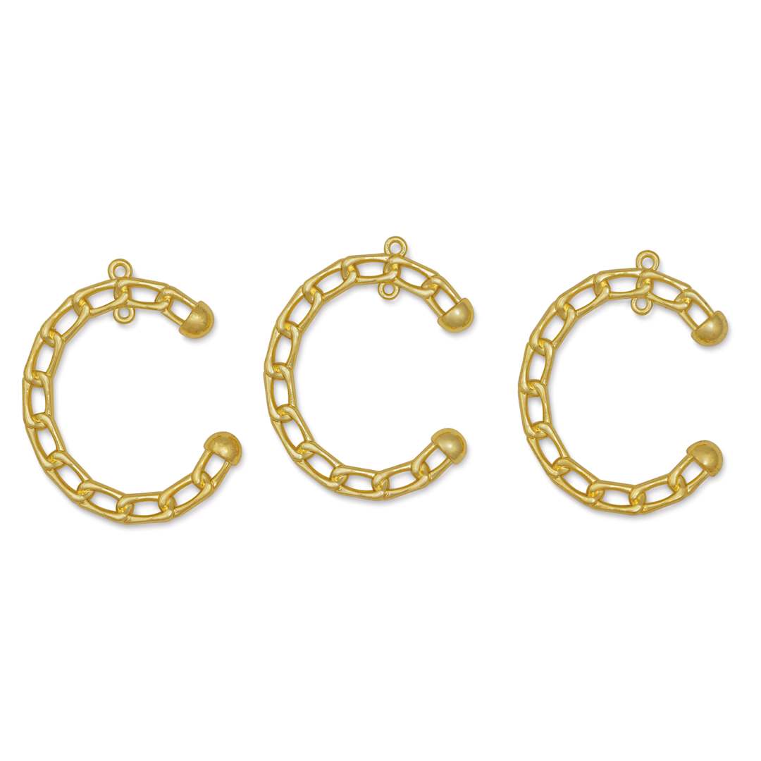 Open in modal - John Bead Beadwork Findings - Gold Chain Half Circle, Pkg of 3