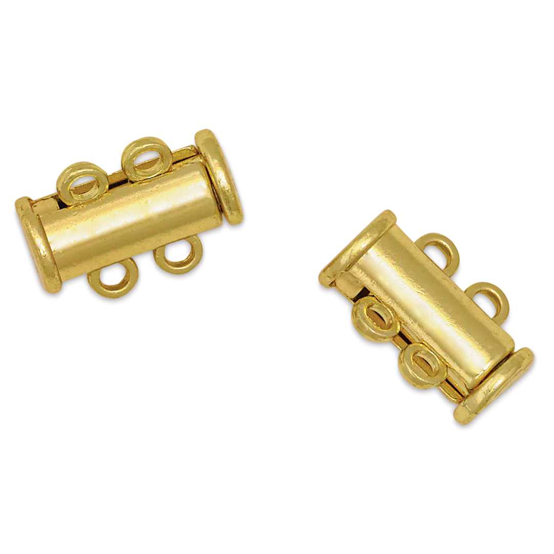 Open in modal - John Bead Beadwork Findings - Gold Tube, 2 Strands, Pkg of 2