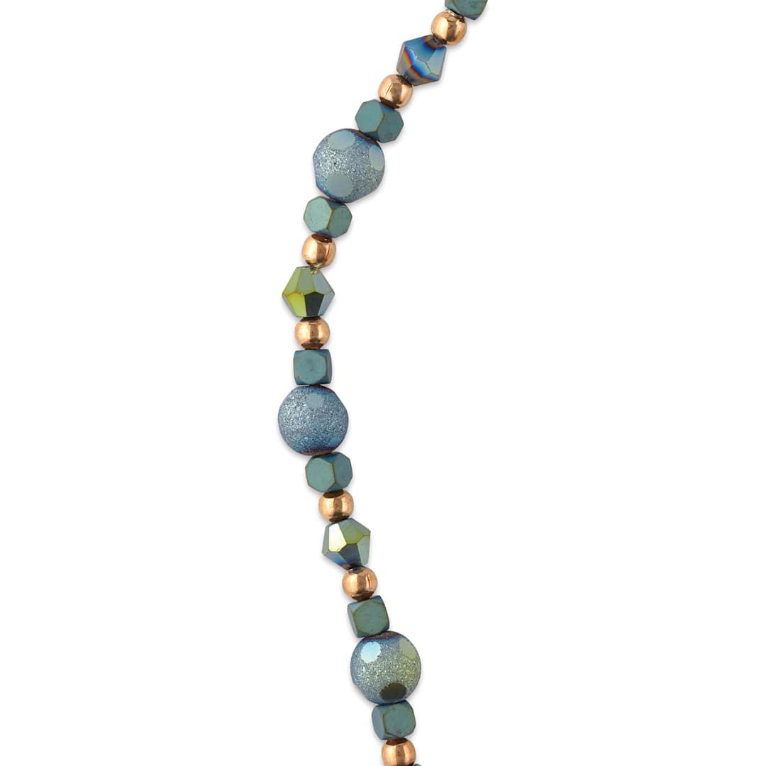 Open in modal - John Bead DIY Designer Glass Bead Strand - Glass and Metal, Blue Hematite