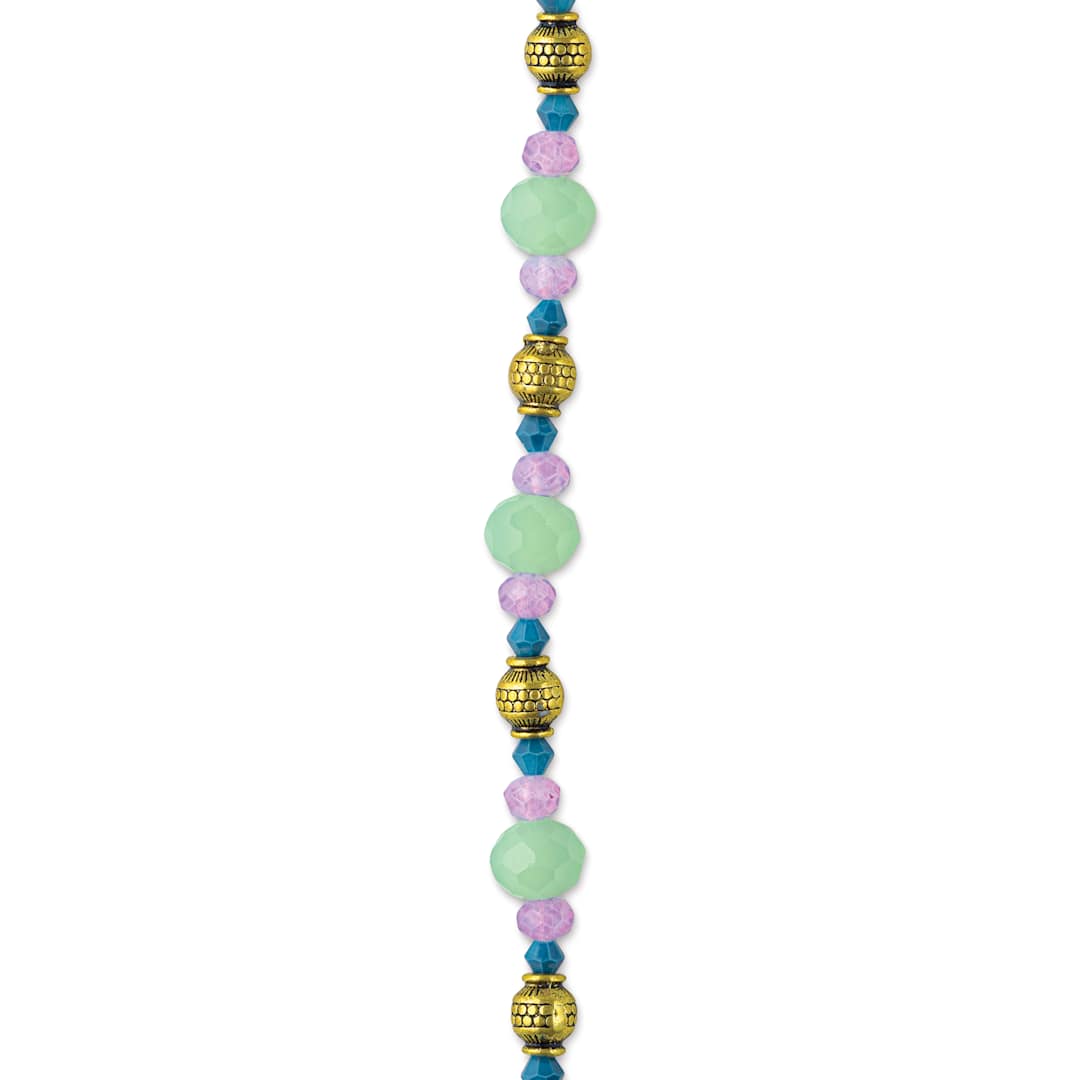 Open in modal - John Bead DIY Designer Glass Bead Strand - Glass and Metal, Light Green close-up