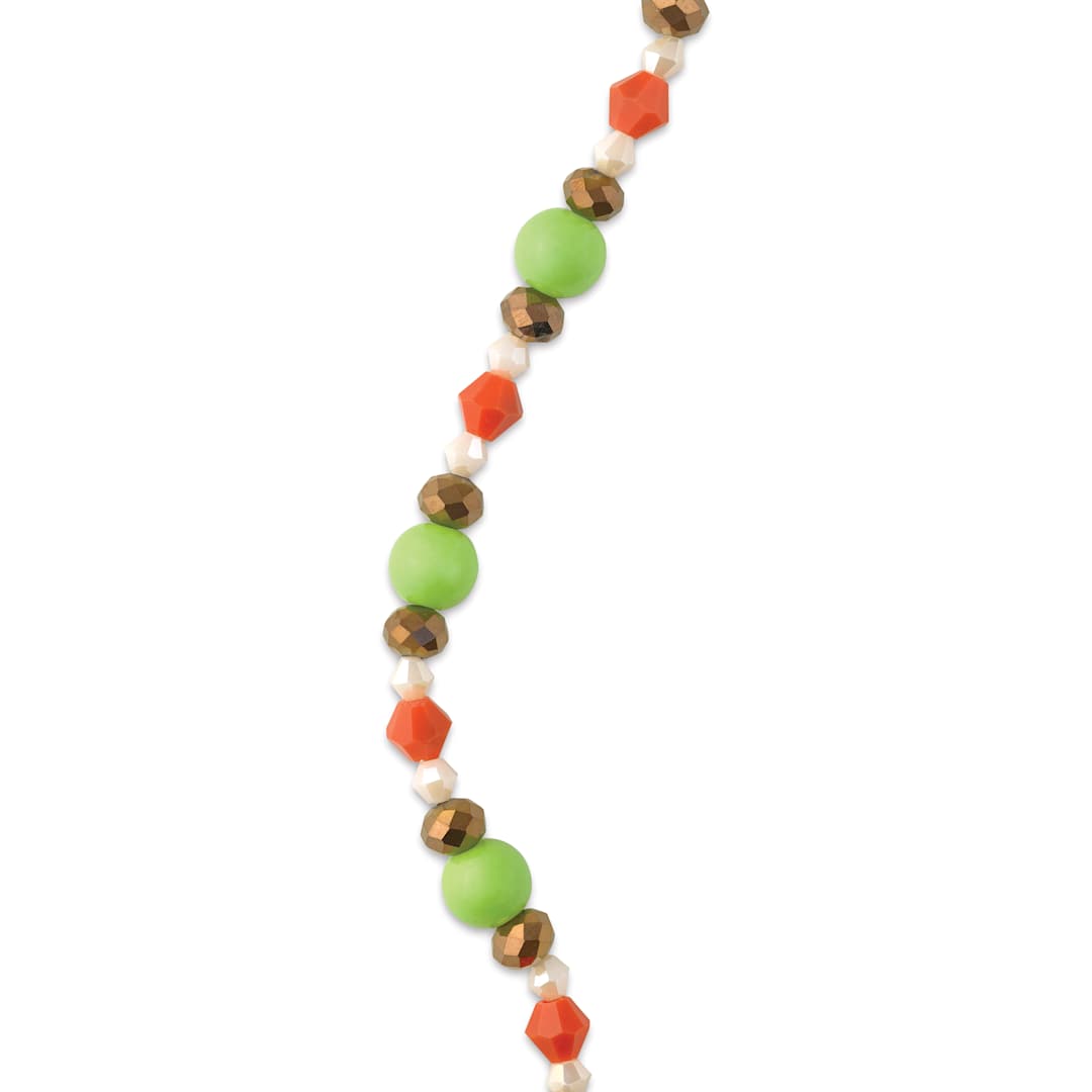Open in modal - John Bead DIY Designer Glass Bead Strand - Faceted Rondelle, Green and Orange close-up