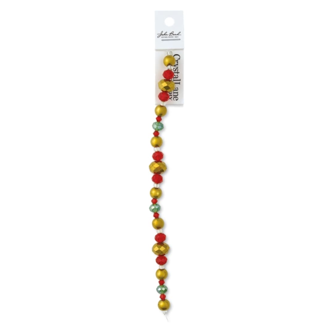 Open in modal - John Bead DIY Designer Glass Bead Strand - Large Gold Rondelle with Green and Red