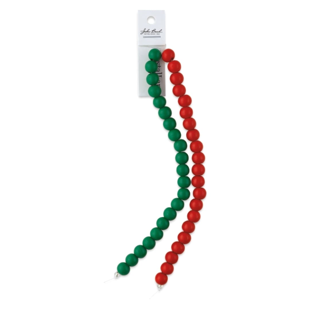 Open in modal - John Bead DIY Designer Bead Strand - Round Wood, Red and Green