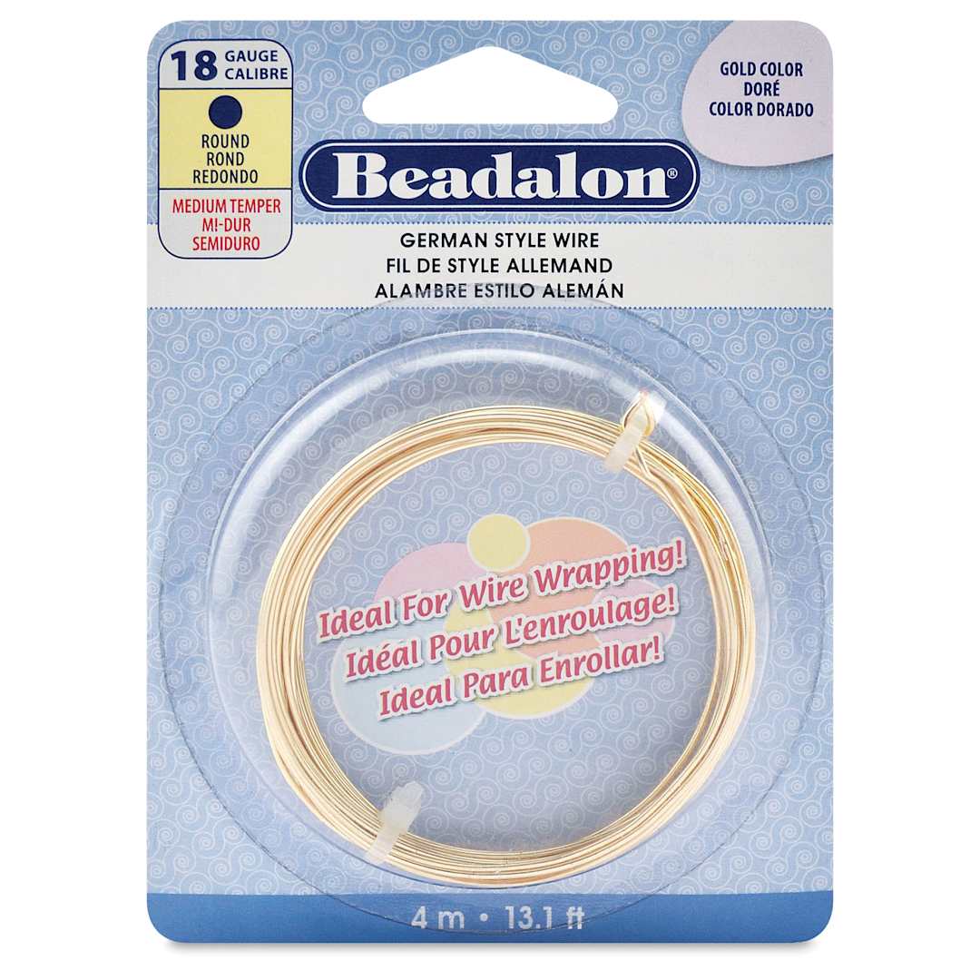 Open in modal - Beadalon German Style Wire - Gold, 18 Gauge, 0.040" x 13 ft