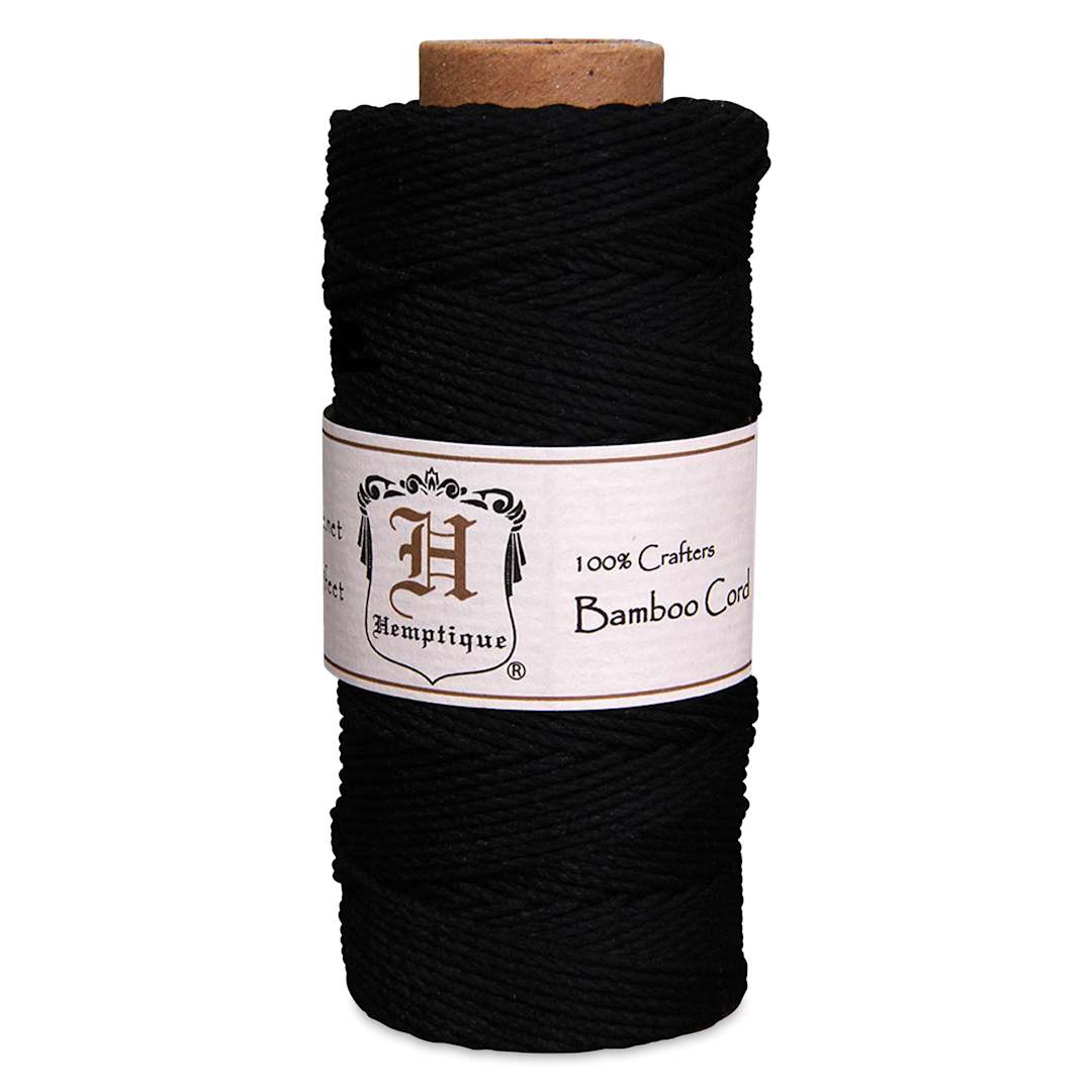 Open in modal - Hemptique Bamboo Cord Spool - Black, 1 mm x 205 ft