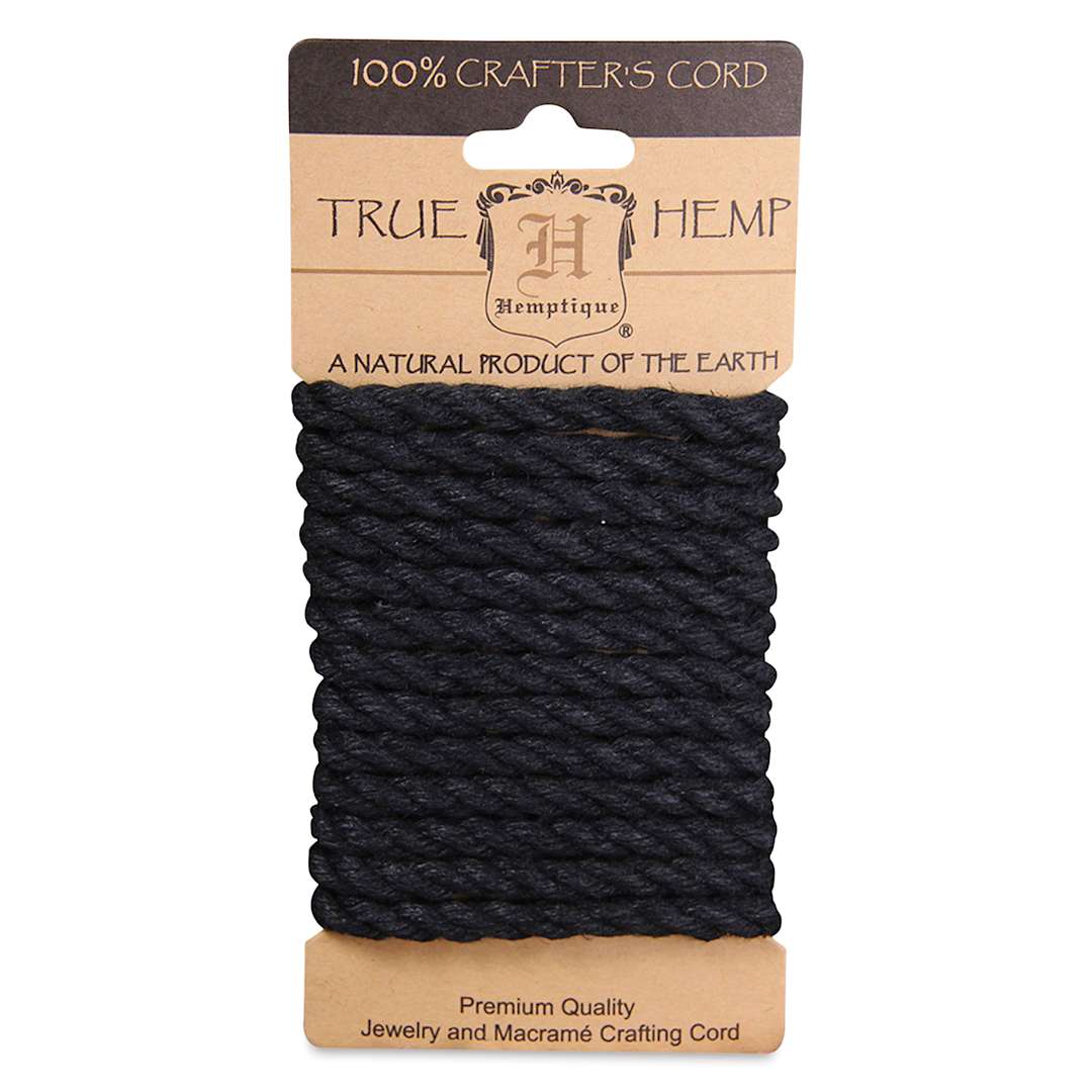 Open in modal - Hemptique Twisted Hemp Rope - Black, 6 mm, 2 m