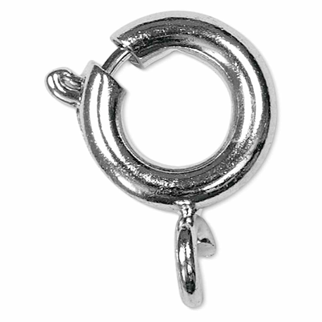 Open in modal - Craft Medley Spring Ring Clasps - Silver, 7 mm, Pkg of 12