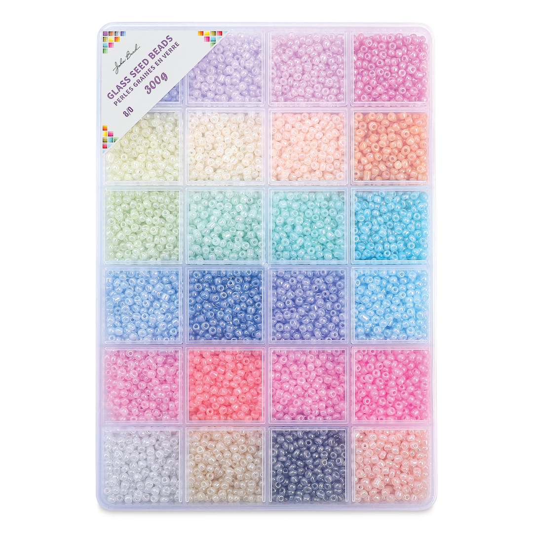 Open in modal - John Bead Color Mix Seed Bead Box - Vibrant Pastels, Set of 24