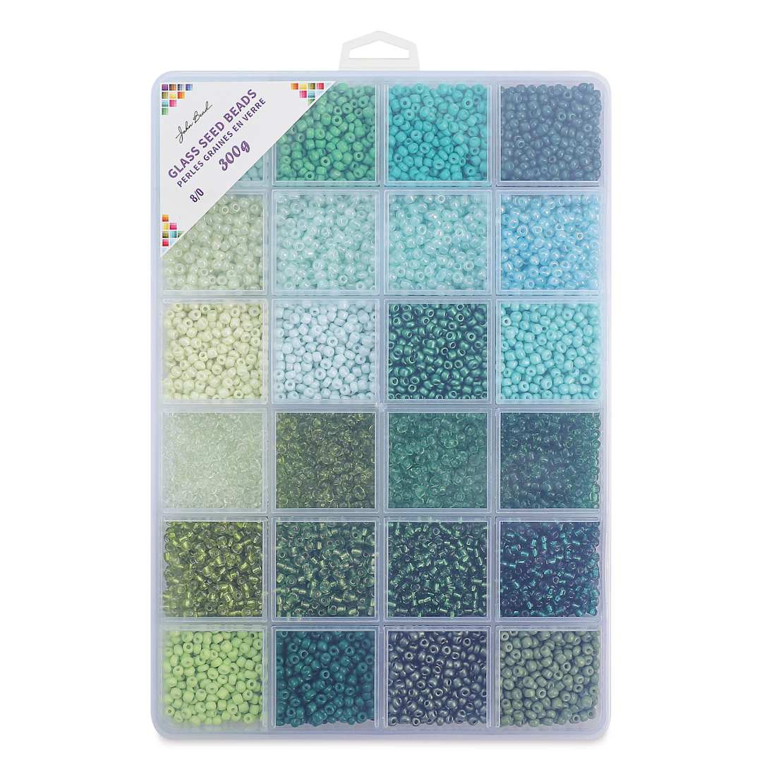 Open in modal - John Bead Color Mix Seed Bead Box - Green Fields, Set of 24
