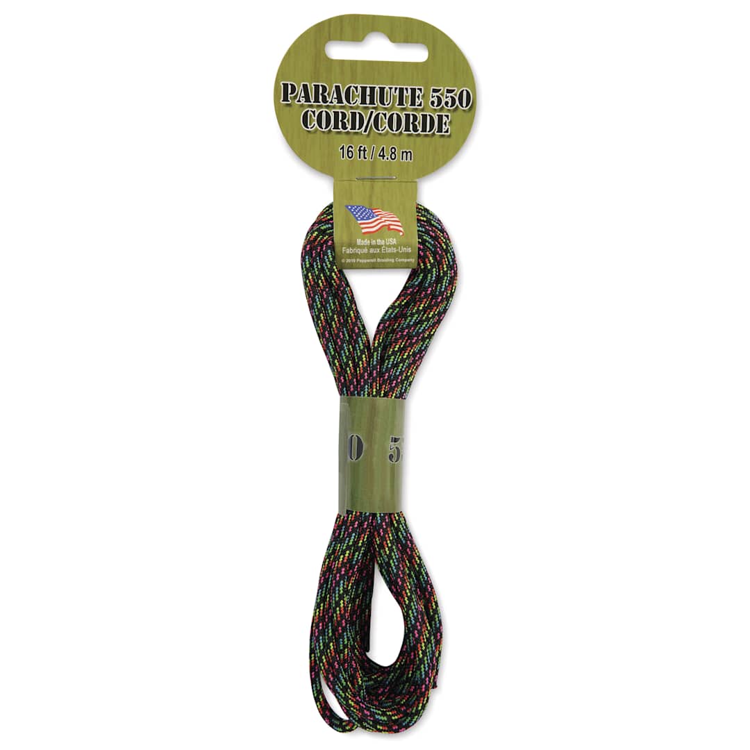 Open in modal - Pepperell Parachute 550 Cord - Disco Nights, 16 ft - front of packaging