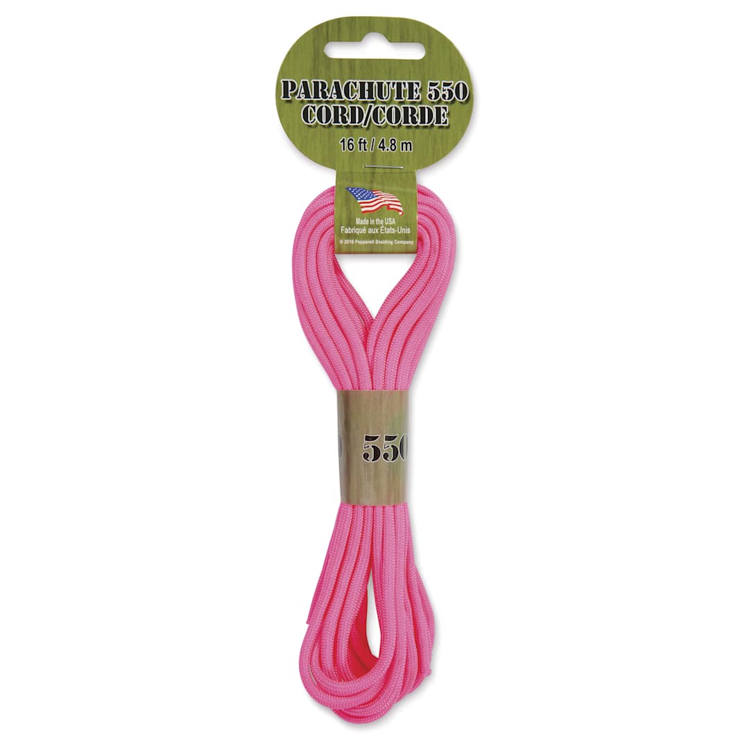 Open in modal - Pepperell Parachute 550 Cord - Neon Pink, 16 ft - front of packaging