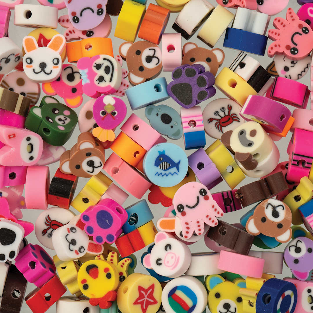 Open in modal - John Bead Craft Beads Clay Shapes - Animal Mix - close-up