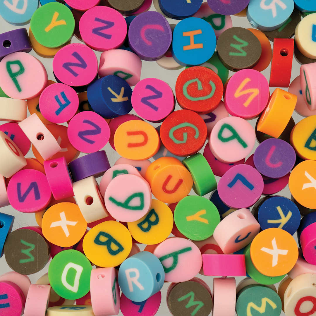 Open in modal - John Bead Craft Beads Clay Shapes - Alphabet Mix - close-up
