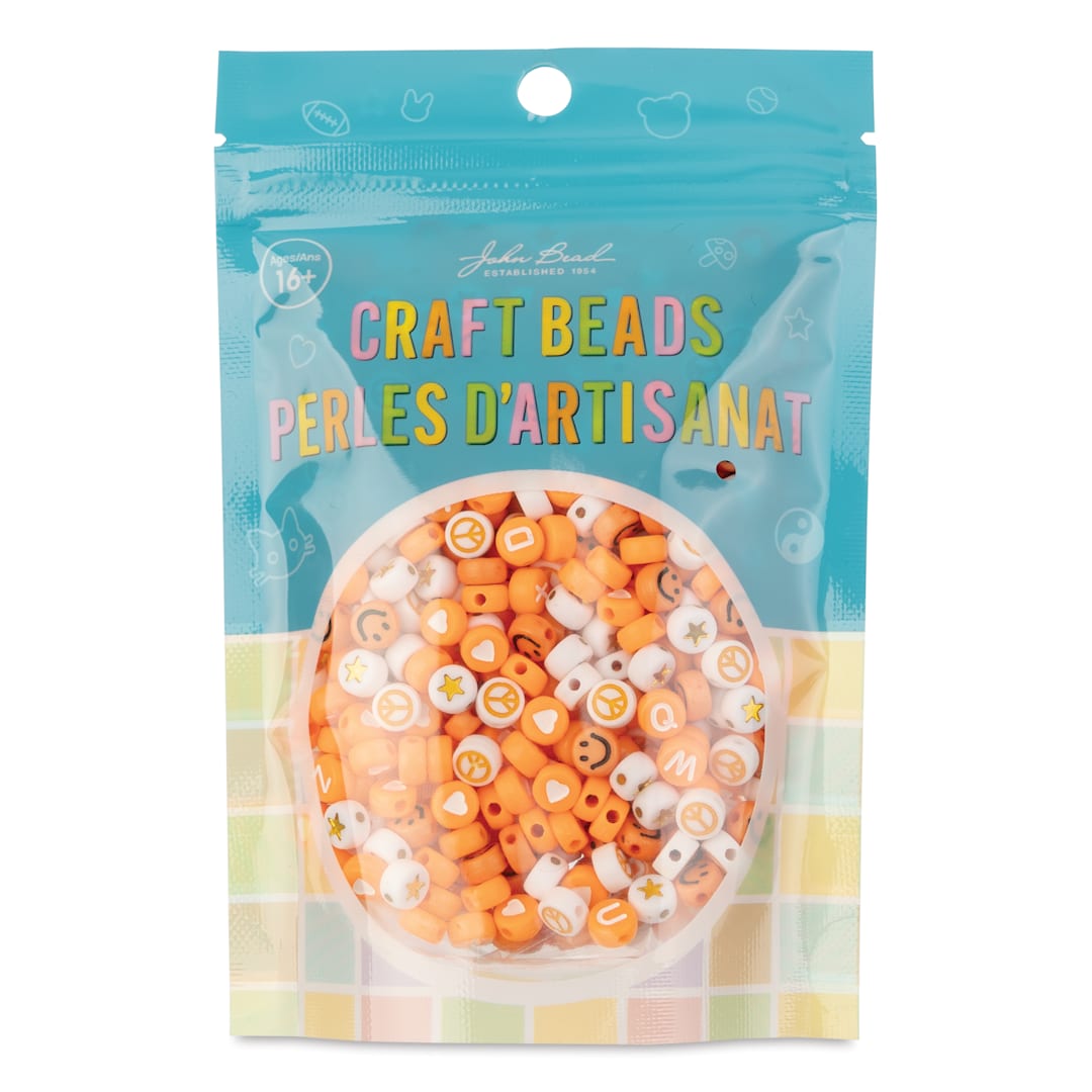 Open in modal - John Bead Craft Beads Disc Mix - Orange, 72 g - front of packaging