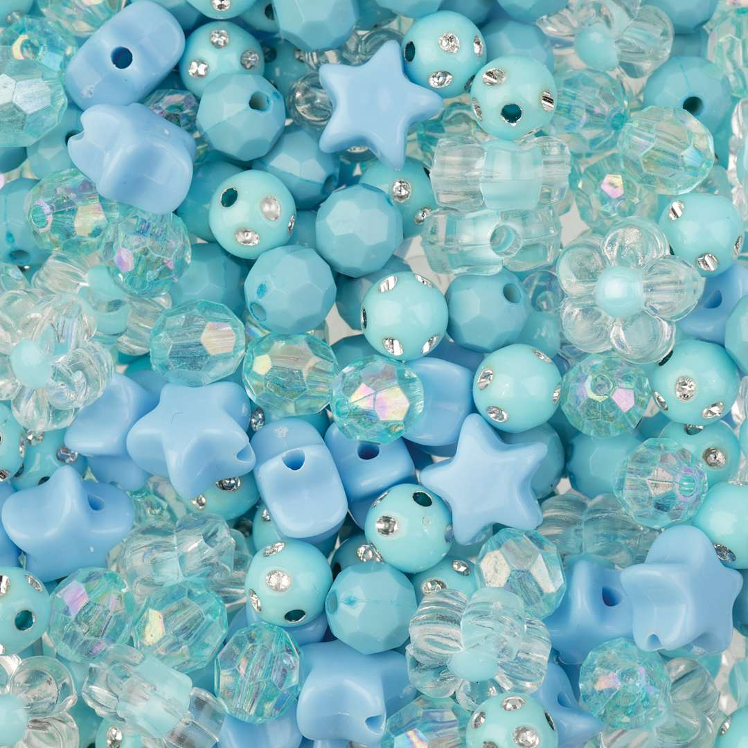 Open in modal - John Bead Craft Beads Star Mix - Blue - close-up