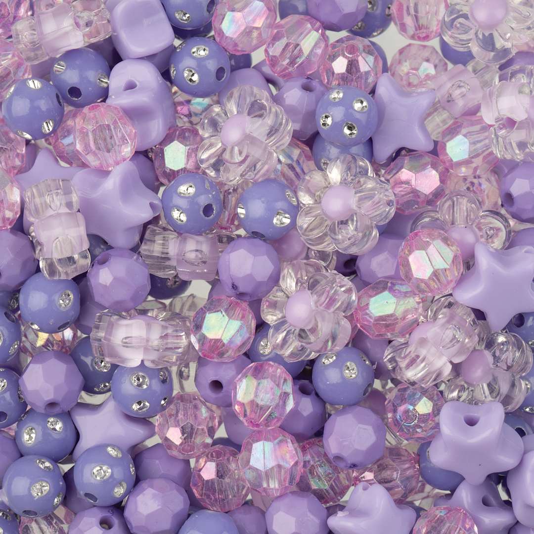 Open in modal - John Bead Craft Beads Star Mix - Purple - close-up