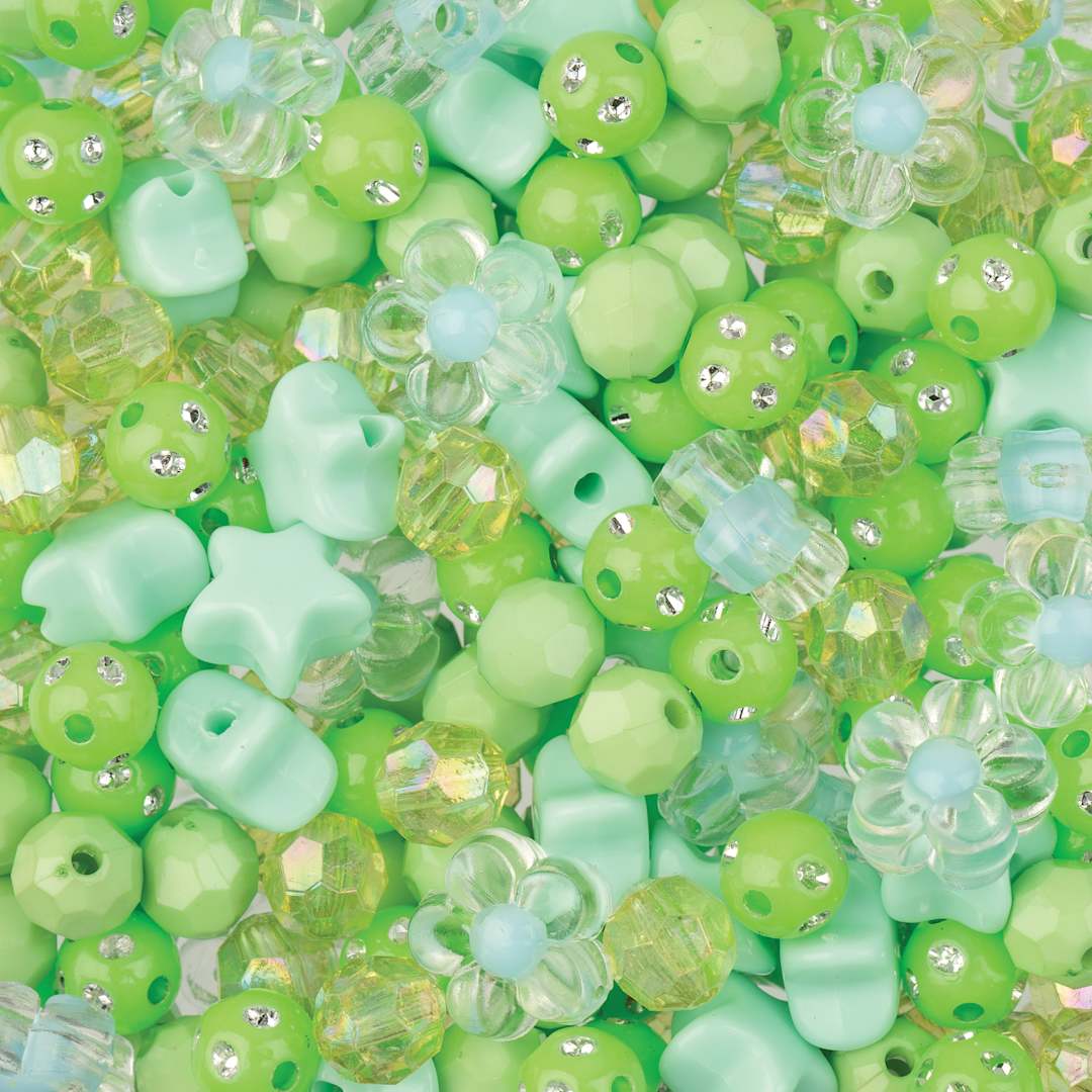 Open in modal - John Bead Craft Beads Star Mix - Green, 70 g