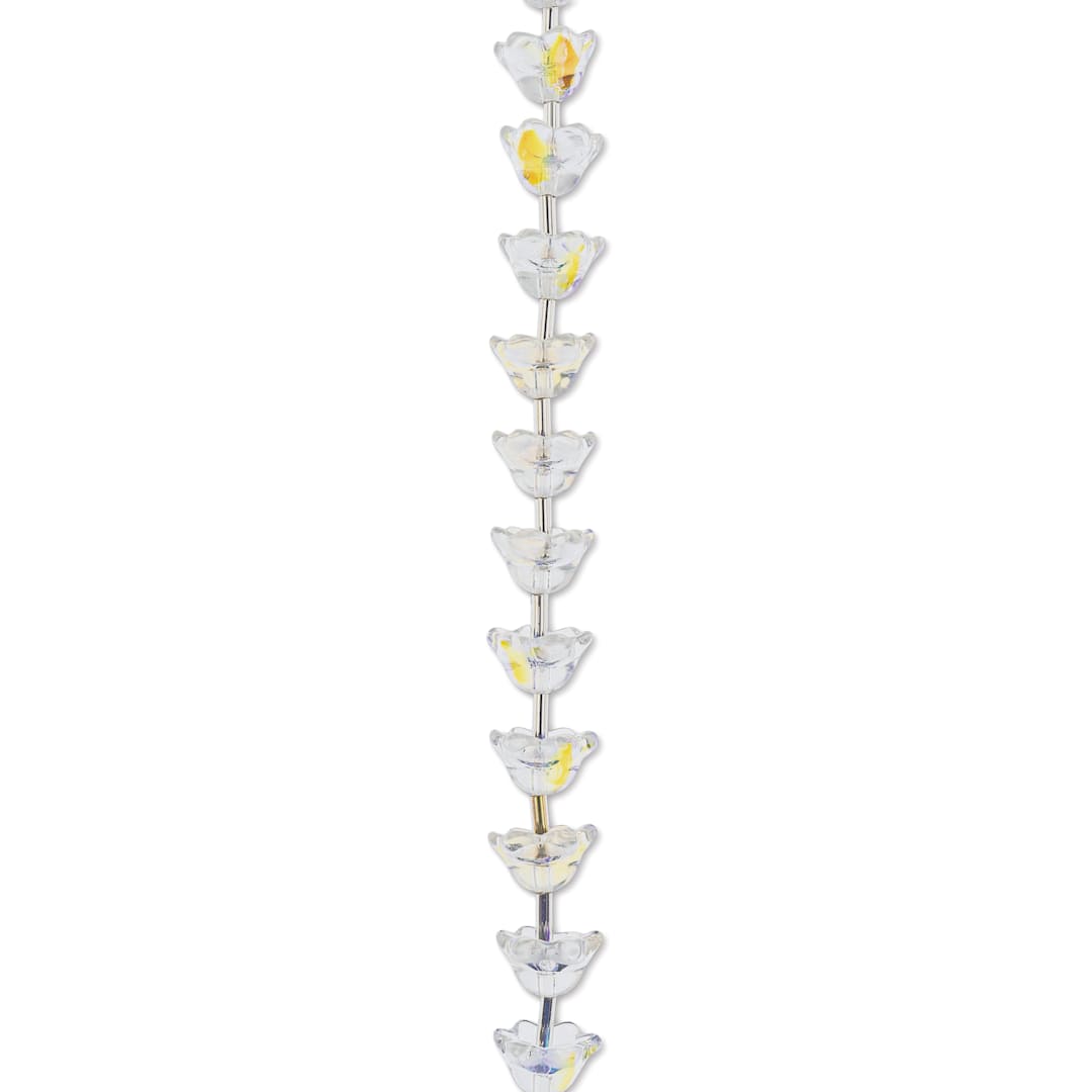 Open in modal - John Bead Crystal Lane DIY Glass Garden Bead Single Strand - Flowers, Crystal Aurora Borealis