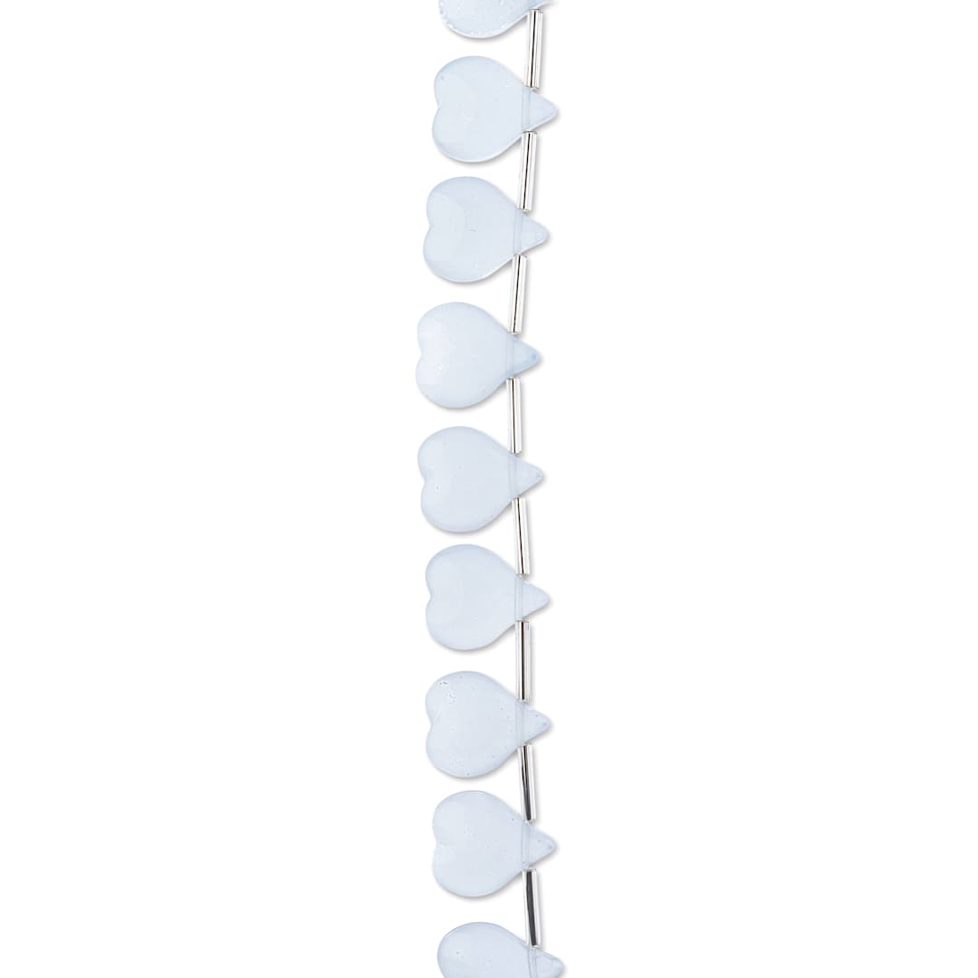 Open in modal - John Bead Crystal Lane DIY Glass Garden Bead Single Strand - Heart Petals, White