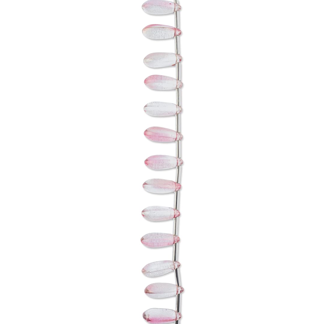 Open in modal - John Bead Crystal Lane DIY Glass Garden Bead Single Strand - Teardrops, Pink and Yellow