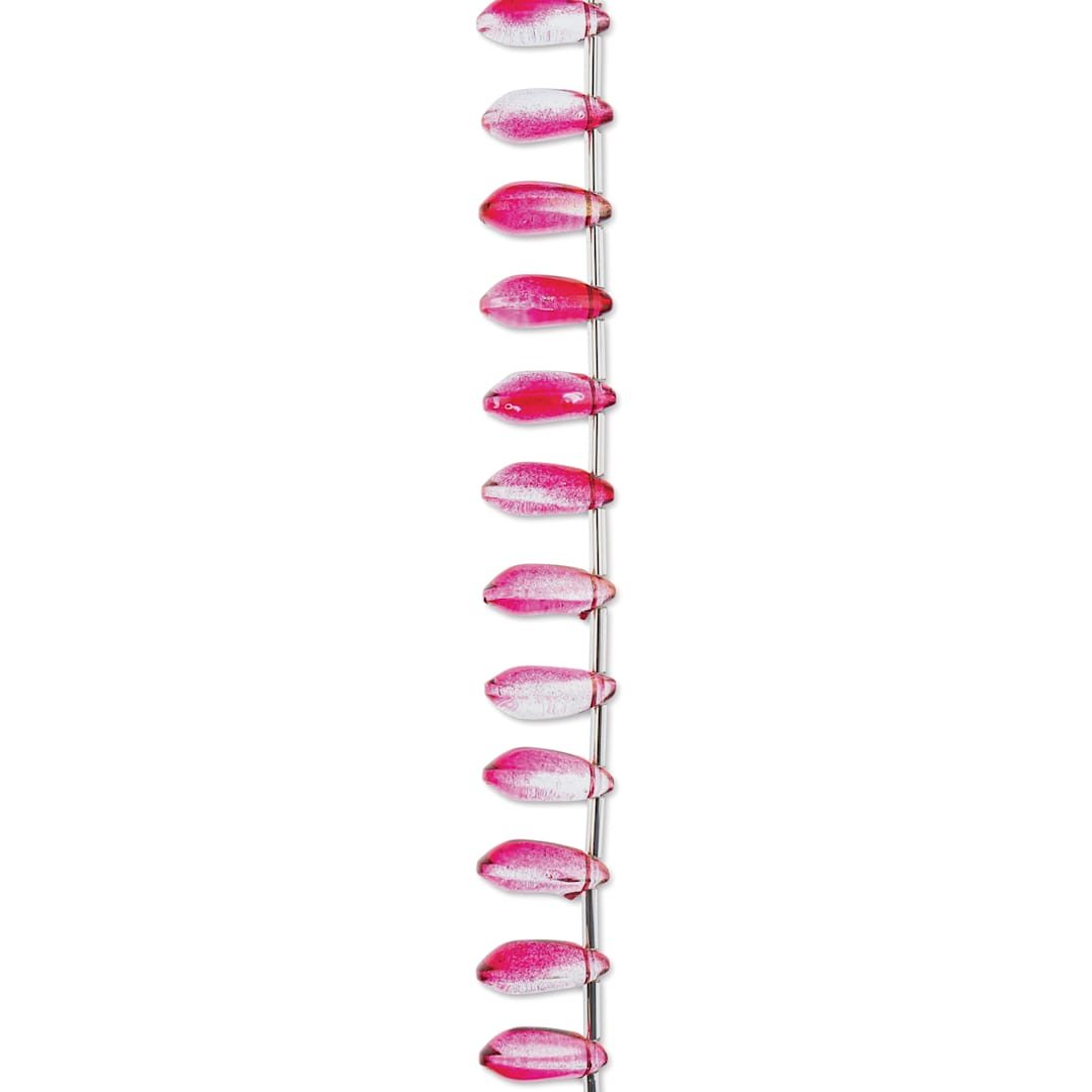 Open in modal - John Bead Crystal Lane DIY Glass Garden Bead Single Strand - Teardrops, Red