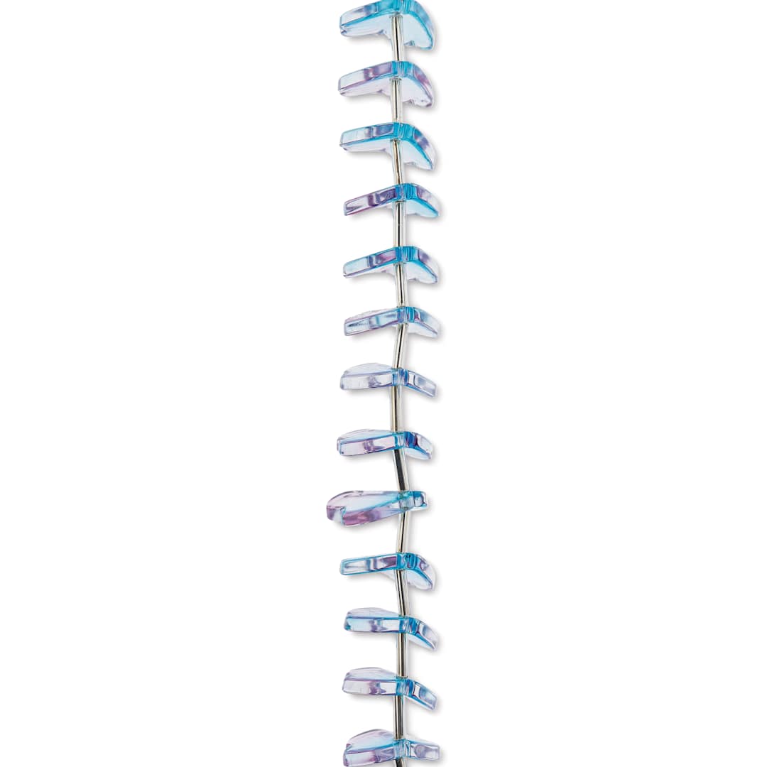 Open in modal - John Bead Crystal Lane DIY Glass Garden Bead Single Strand - Leaves, Purple and Blue