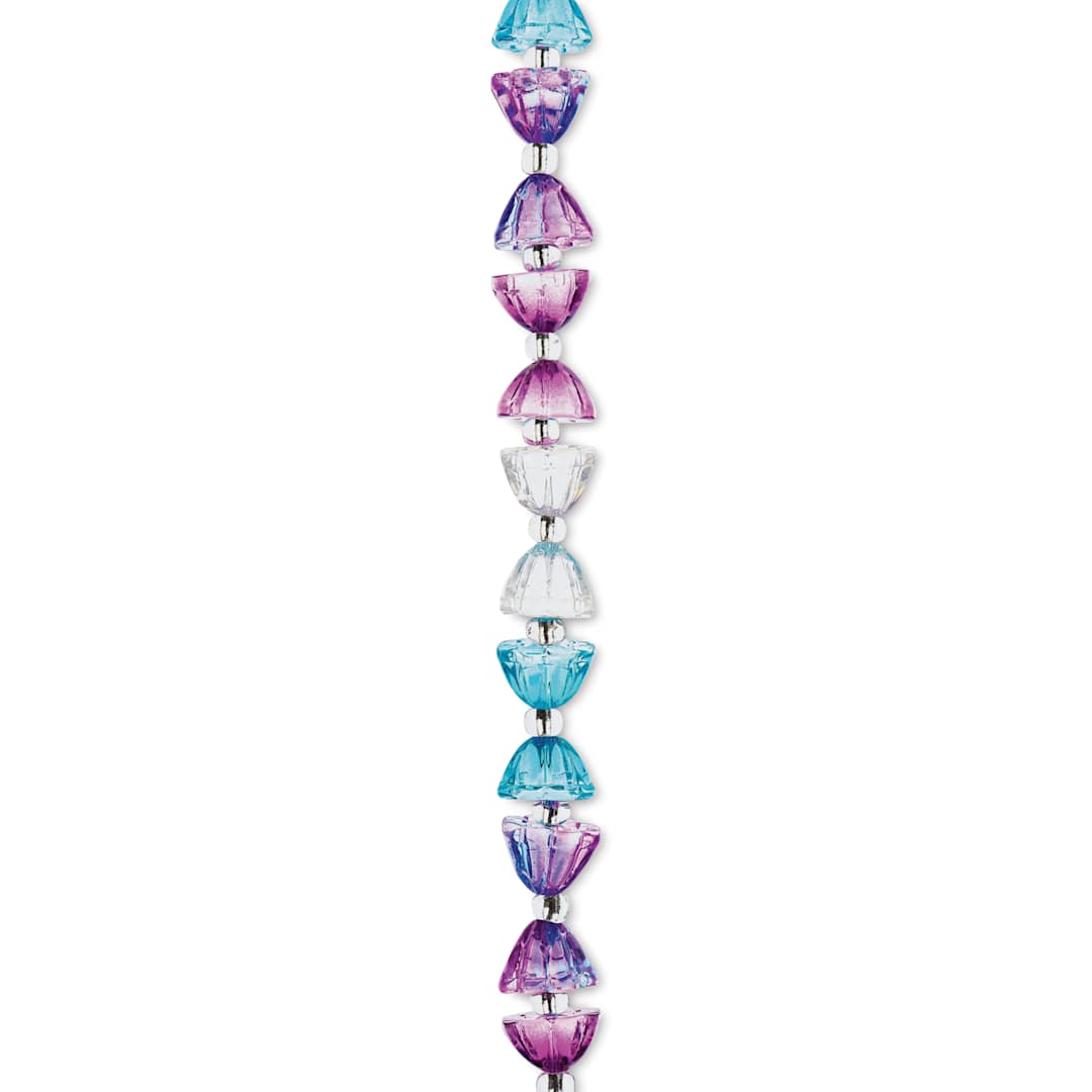 Open in modal - John Bead Crystal Lane DIY Glass Garden Bead Single Strand - Lotus, Purple and Blue