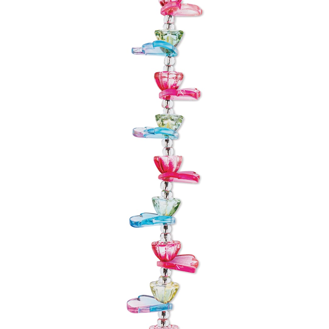 Open in modal - John Bead Crystal Lane DIY Glass Garden Bead Single Strand - Lotus and Leaves, Assorted Colors