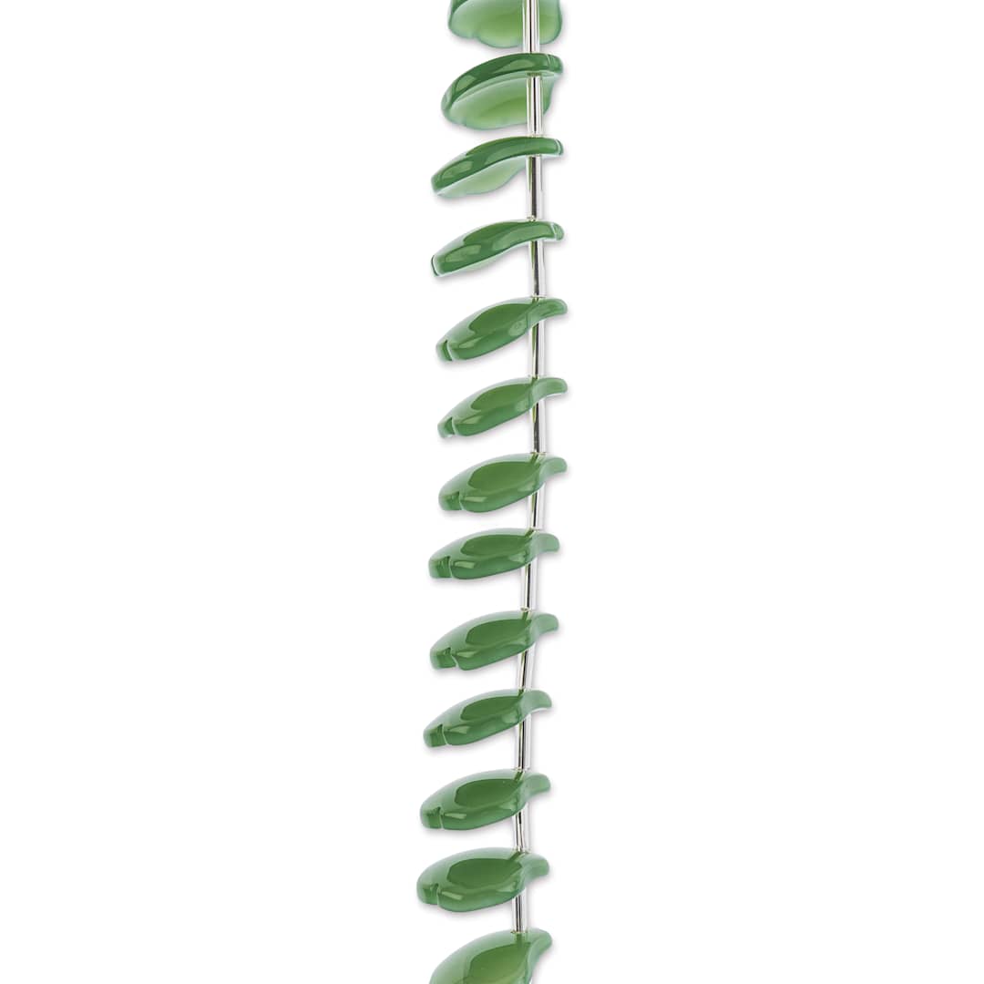 Open in modal - John Bead Crystal Lane DIY Glass Garden Bead Single Strand - Petals, Opaque Green
