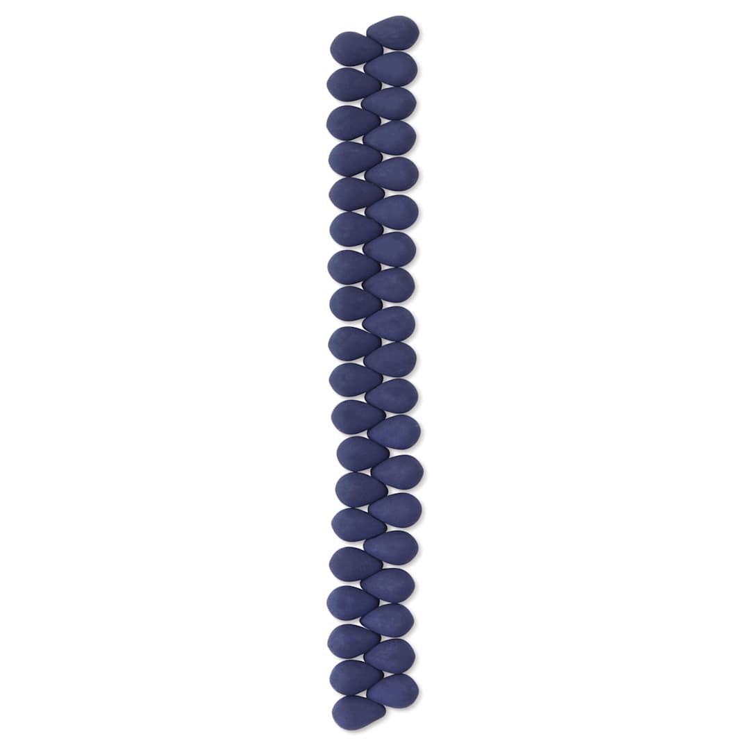 Open in modal - John Bead Czech Glass Preciosa Velvet Bead Strands - Drops, Black, 6 mm x 9 mm