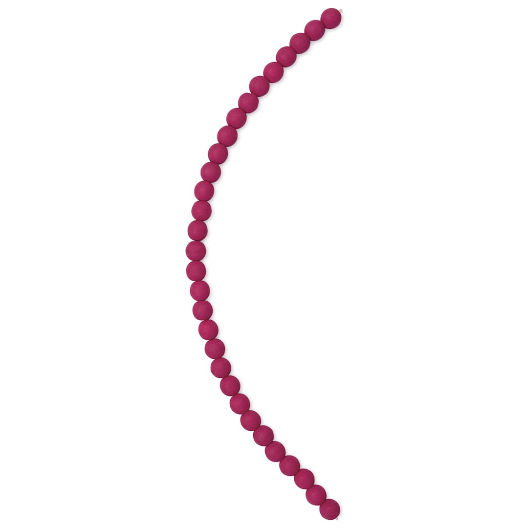 Open in modal - John Bead Czech Glass Preciosa Velvet Bead Strand - Round, Red Lychee, 6 mm